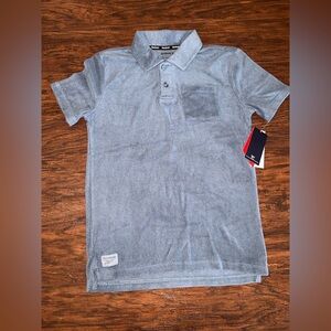 Reebok Boys' Heather Blue Terrycloth Polo with Chest Pocket